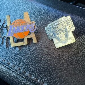 Los Angeles Lakers and Raiders Pins